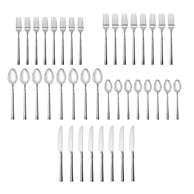 Fortessa Lloyd 18/10 Stainless Steel, 40 Piece Flatware Set
